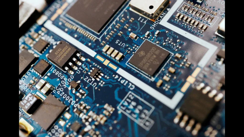 Semiconductors board close-up in UK and US tech cooperation