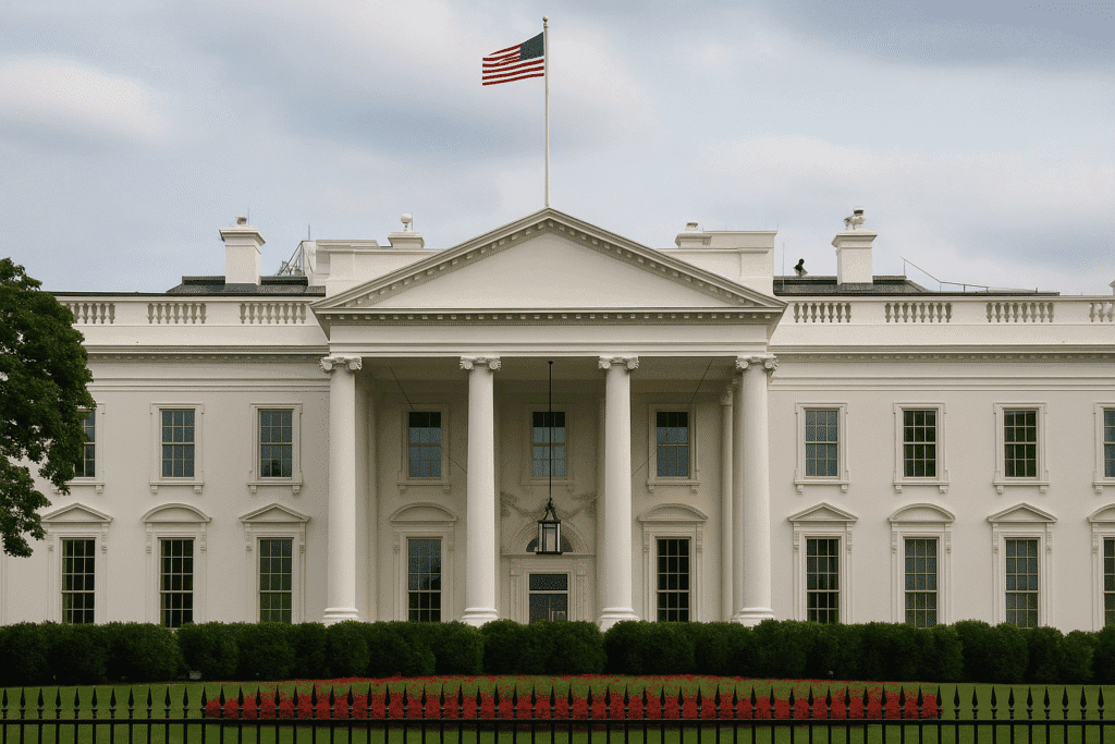 White House building representing the federal pause on the AI executive order