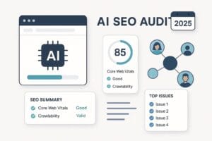 AI tools for SEO dashboard showing keyword analysis and ranking insights"